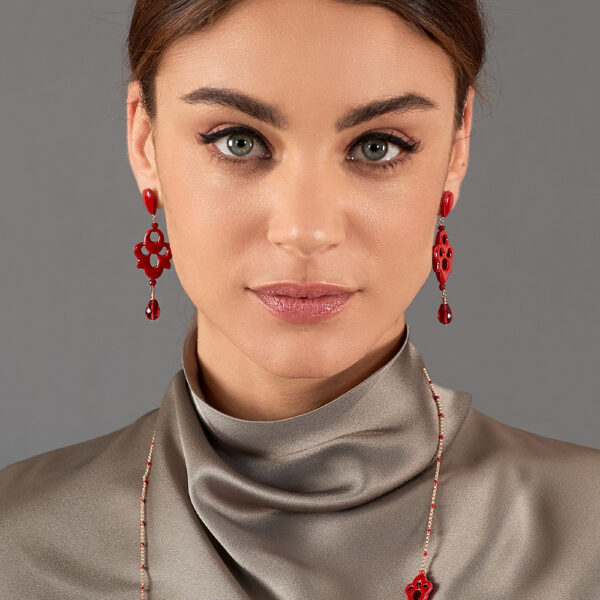 Orecchini Lace Mistery, Rosso Prezioso - immagine 3