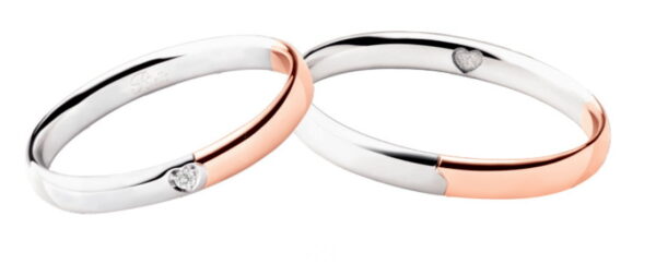 Fedi "Regali di cuore", oro rosa e bianco, Polello - immagine 2