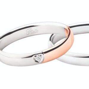 Fedi “Regali di cuore”, oro rosa e bianco, Polello – DONNA