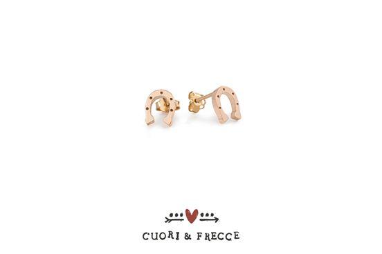 Orecchini Ferro di cavallo oro 9 kt, Cuori & Frecce