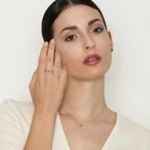 Orecchini diamanti e rubino in oro bianco 18kt,  Le lune gioielli