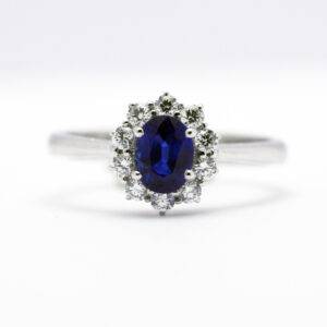 Anello a fiore zaffiro e diamanti, Leo Pizzo