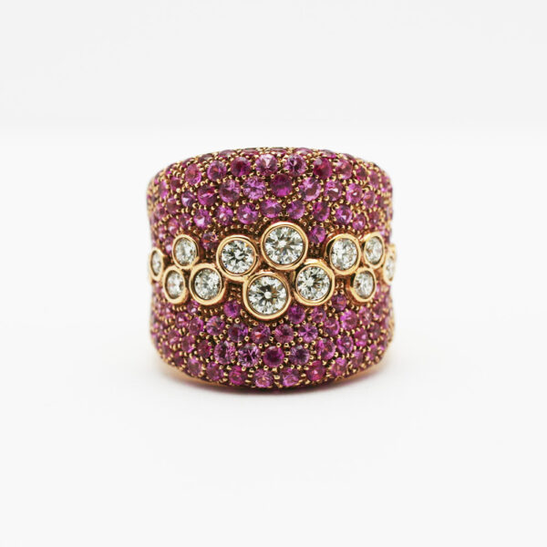 Anello a fascia con zaffiri rosa e diamanti, Leo Pizzo - immagine 2