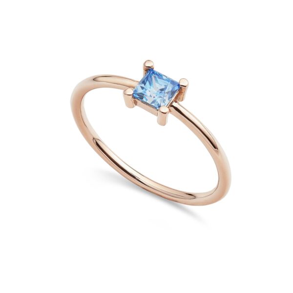 Anello solitario pietra azzurra in oro 18kt, Ambrosia