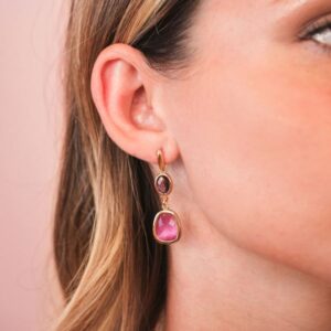 Orecchini pendenti rosa Crisette, Boccadamo